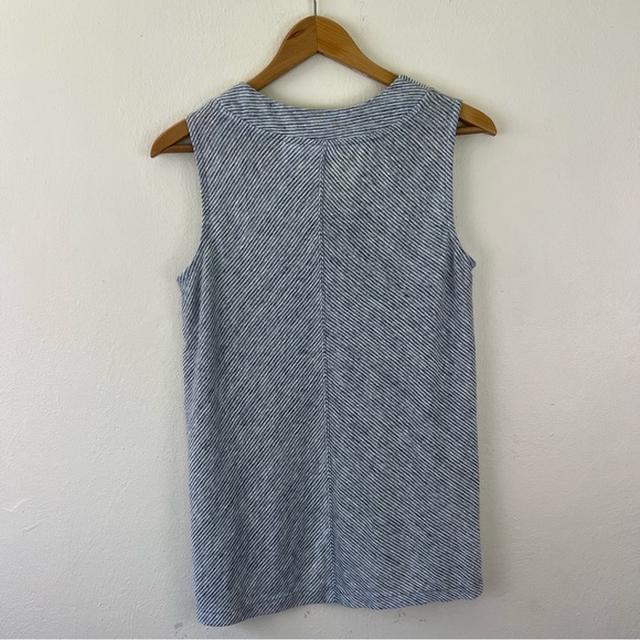 Sigrid Olsen 100% Linen Gray Diagonal Striped Crossover Sleeveless Top - Picture 7 of 8